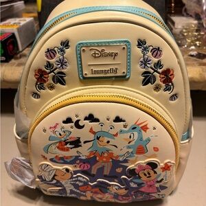 Disney Cream and Blue Backpack with Halloween Characters. Loungfly